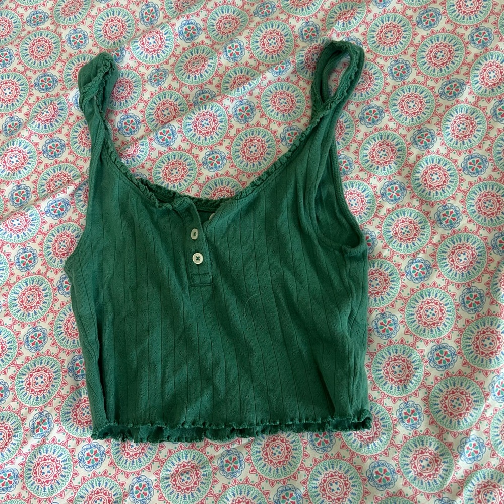 Green Sleeveless Ribbed Top